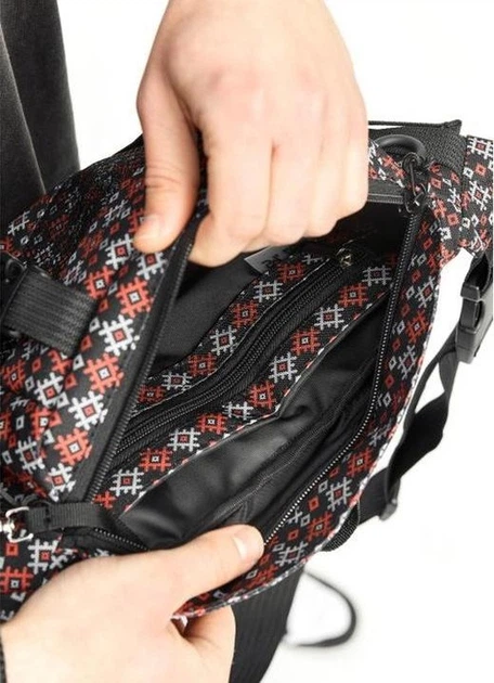 Большая мужская поясная сумка бананка тканевая Sambag DynamicDart с принтом черная 61059 - Фото 7 Большая мужская поясная сумка бананка тканевая Sambag DynamicDart с принтом черная 61059 - изображение 7