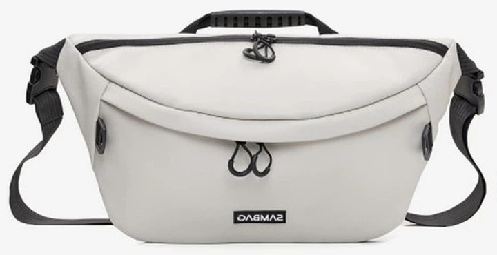Мужская сумка-бананка под ноутбук Sambag Urban Laptop черная серая текстильная сумка-кроссбоди для ноутбуков до 14″ 51937 - изображение 11