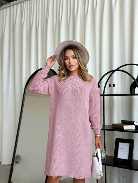 Сукня міді вільного крою RITA, колір Пудра світла розмір One Size - изображение 5