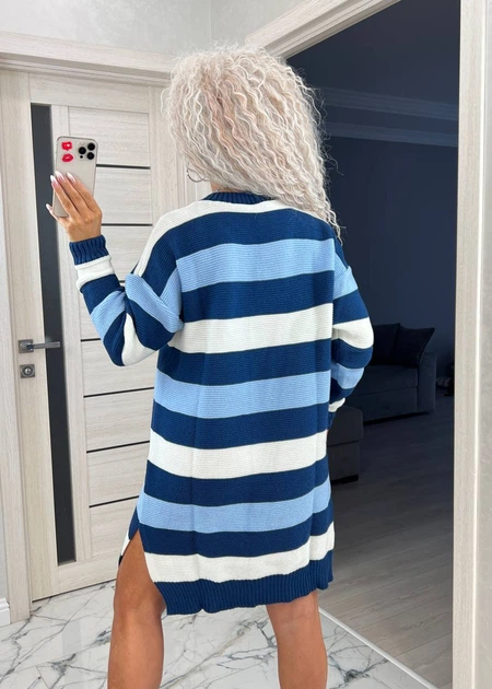Вʼязана сукня у смужку DJULIA, колір Джинс розмір One Size - зображення 11