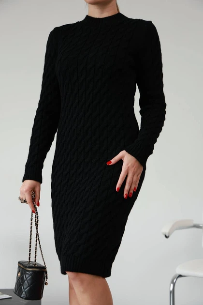 Жіноча вʼязана сукня CHERRY, колір Чорний розмір One Size - Фото 5 Жіноча вʼязана сукня CHERRY, колір Чорний розмір One Size - зображення 5