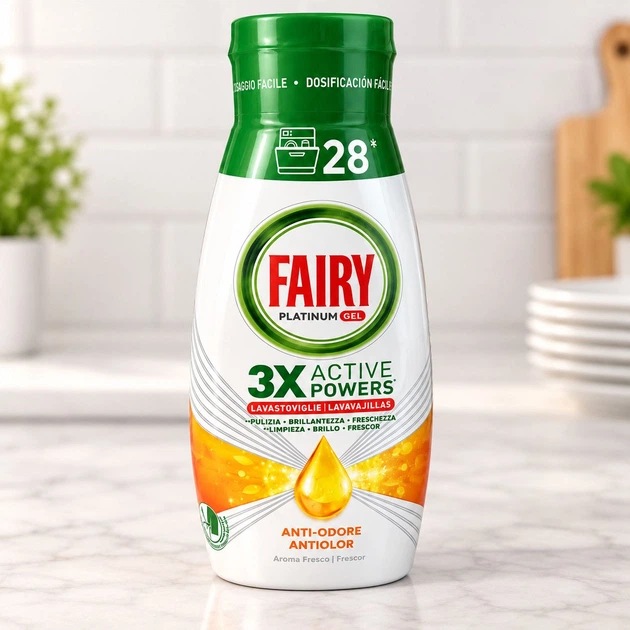 Гель для Посудомийних машин Fairy Platinum Gel 3X Active Powers Anti-Odore Фейрі Платинум анти запах 28 циклів Лимон 504мл - Фото 1 Гель для Посудомийних машин Fairy Platinum Gel 3X Active Powers Anti-Odore Фейрі Платинум анти запах 28 циклів Лимон 504мл - зображення 1