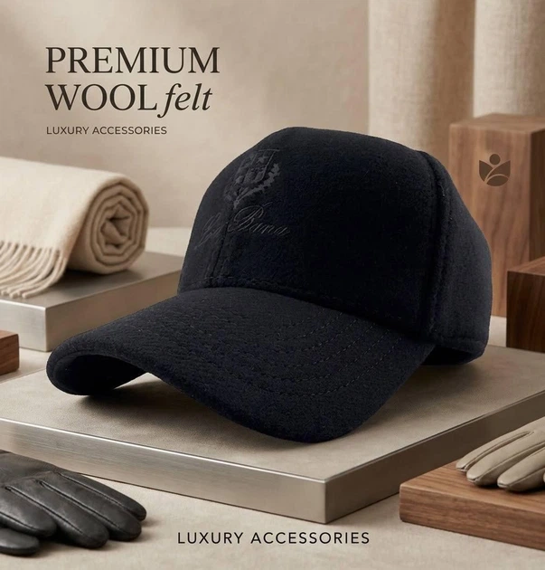 Бейсболка Тракер утепленная шерсть на флисе c вышивкой Loro Piana черная L/XL (60-61 см) - Фото 9 Бейсболка Тракер утепленная шерсть на флисе c вышивкой Loro Piana черная L/XL (60-61 см) - изображение 9
