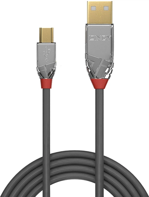 Kabel Lindy Cromo USB Type A - Mini-USB B M/M 5 m Grey (4002888366342) - obraz 2