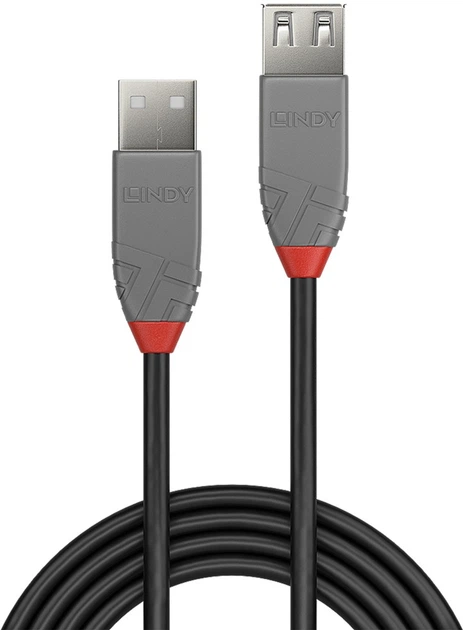 Kabel Lindy Anthra USB Type A - Type A M/F 2 m Black (4002888367035) - obraz 2
