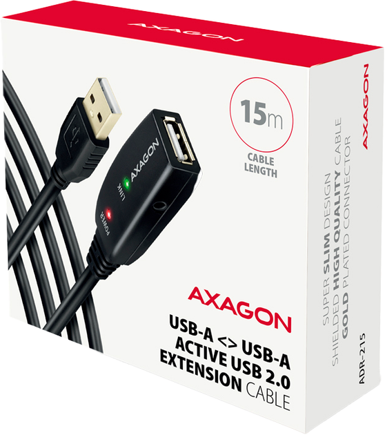 Кабель Axagon USB-A - USB-A 2.0 15 м Black (8595247902344) - зображення 3