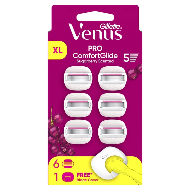 Змінні картриджі для гоління (леза) жіночі Gillette Venus Pro ComfortGlide Sugarberry, 6 шт + чохол для лез