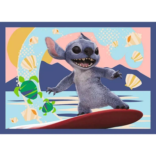 Набір пазлів Trefl Disney Stitch Відпустка на Гаваях 4в1 (34666) - Фото 4 Набір пазлів Trefl Disney Stitch Відпустка на Гаваях 4в1 (34666) - зображення 4