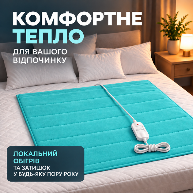 Електропростирадло простирадло з підігрівом 120х160 термопростирадло електричне простирадло байка з терморегулятором грілка для ліжка бірюзове Termosoft Yasam - зображення 5