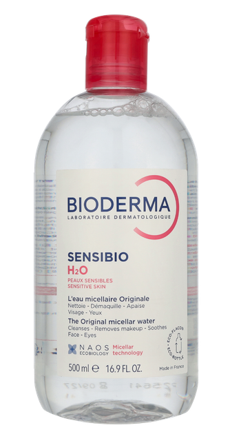 Міцелярна вода для обличчя та очей Bioderma Sensibio H2O Для чутливої шкіри, 500 мл - Фото 1 Міцелярна вода для обличчя та очей Bioderma Sensibio H2O Для чутливої шкіри, 500 мл - зображення 1