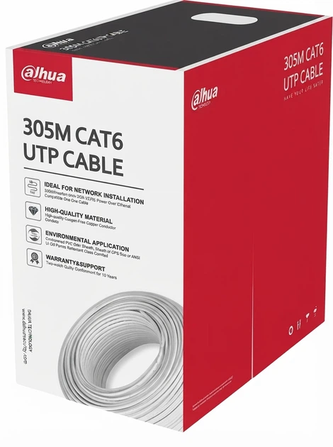Skrętka Dahua Technology Cat 6 U/UTP (UTP) 305 m White (PFM923I-6UN-C) - Zdjęcie 1 Skrętka Dahua Technology Cat 6 U/UTP (UTP) 305 m White (PFM923I-6UN-C) - obraz 1