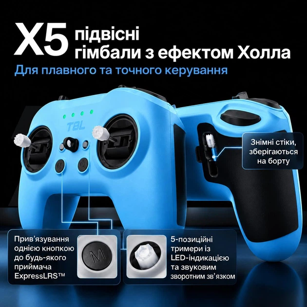Джойстик RadioMaster T8L ELRS Blue, Hall-стики, до 10 каналов, 2,4 ГГц - изображение 5