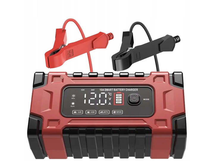 Импульсное зарядное устройство 12V 10A / 24V 5A для аккумуляторов 6–180 А·ч Интеллектуальная зарядка AGM GEL SLA EFB LiFePO4 с восстановлением LED-дисплеем - изображение 7