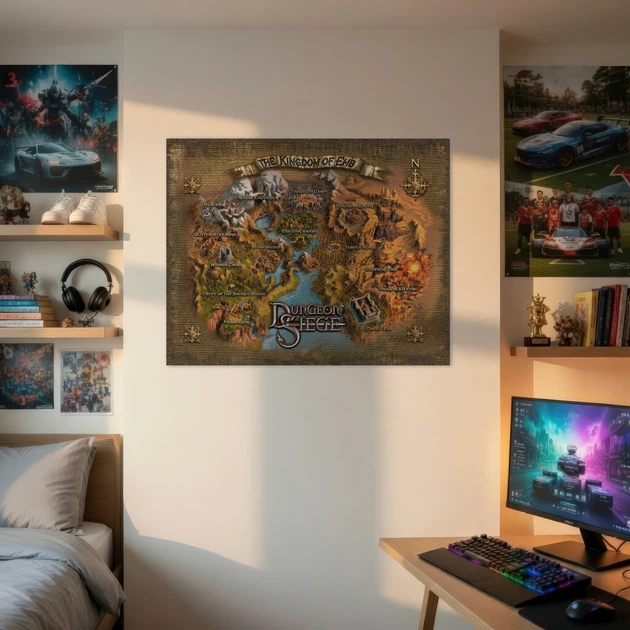 Постер Dungeon Siege 1, карта гри, фентезі, декор кімнати геймера, A0 85×106 см (id7349) - зображення 2