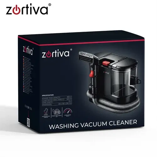 Миючий пилосос Zortiva екстрактор 800 Вт 17000 Па для меблів килимів автомобіля матраців текстилю шерсті тварин мережевий очищувач плям оббивки з розпиленням води баками 1800 та 800 мл шлангом 1,5 м кабелем п’ять метрів самоочищенням - зображення 5