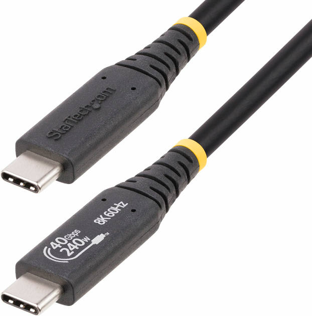 Кабель Startech USB-C - USB-C USB4 Gen 3x2 Power Delivery 3.1 240W 1 м Black (1M-40G-USB4-CABLE) - Фото 1 Кабель Startech USB-C - USB-C USB4 Gen 3x2 Power Delivery 3.1 240W 1 м Black (1M-40G-USB4-CABLE) - зображення 1