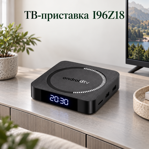 ТВ-приставка I96Z18 Android 12, 4/32 ГБ, Wi-Fi 2,4/5 ГГц - Фото 2 ТВ-приставка I96Z18 Android 12, 4/32 ГБ, Wi-Fi 2,4/5 ГГц - зображення 2