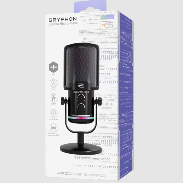 Мікрофон Proove Gaming Gryphon USB Type-C, конденсаторний, RGB, ENC, DSP, чорний - зображення 5
