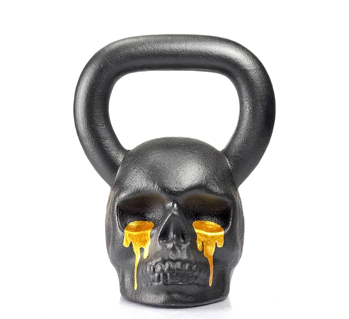 Гиря дизайнерская Body of steel Череп 24 кг золотые слезы - Фото 1 Гиря дизайнерская Body of steel Череп 24 кг золотые слезы - изображение 1