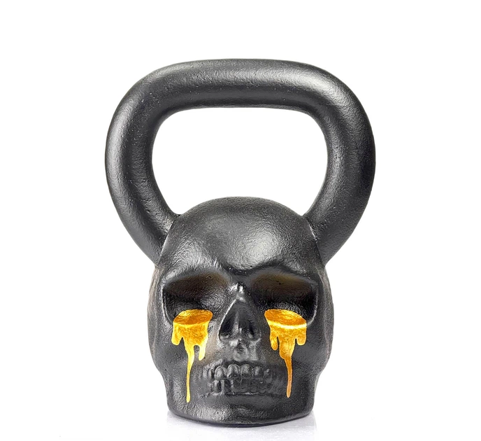 Гиря дизайнерська Body of steel Череп 20 кг золоті сльози - Фото 1 Гиря дизайнерська Body of steel Череп 20 кг золоті сльози - зображення 1