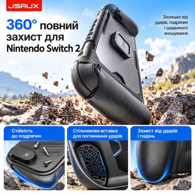 Оригинальный JSAUX PC0121 ModCase для Nintendo Switch 2, модульный защитный кейс 360° с подставкой и крышкой - изображение 5