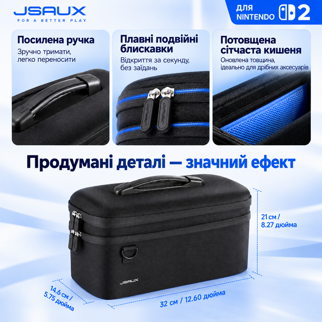 Оригинальный кейс JSAUX BG0121 All-in-One для Nintendo Switch 2, сумка для консоли, док станции и аксессуаров - Фото 7 Оригинальный кейс JSAUX BG0121 All-in-One для Nintendo Switch 2, сумка для консоли, док станции и аксессуаров - изображение 7