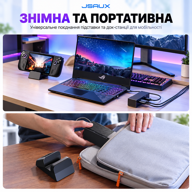 Оригинальная док-станция JSAUX HB0609B 6-в-1 для Steam Deck, ROG Xbox Ally/X, ROG Ally/X, Legion Go, HDMI 2.1 4K 120 Гц, PD 100 Вт - изображение 9
