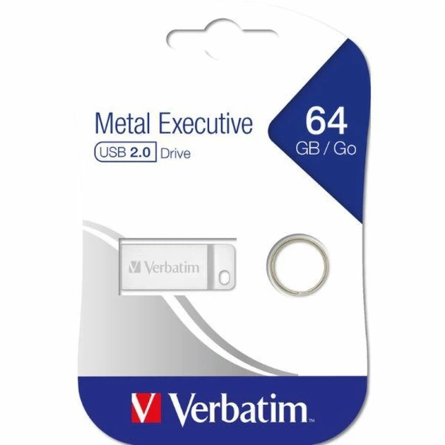 Флешка Verbatim Metal Executive 64GB USB 2.0 Silver (98750) - Фото 4 Флешка Verbatim Metal Executive 64GB USB 2.0 Silver (98750) - изображение 4