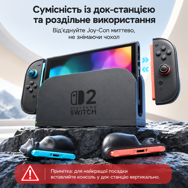 Оригинальный JSAUX PC0117 ErgoSplit Pro для Nintendo Switch 2, прозрачный эргономичный чехол, Grip кейс с ручками Black - изображение 3