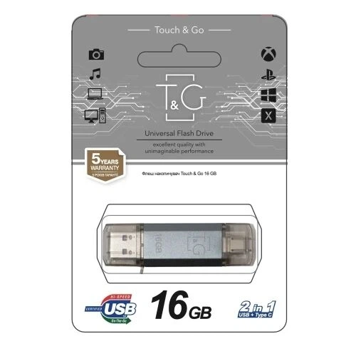 Флеш накопичувач T&G Star TG009TC Type C / USB 2.0 16GB Silver - Фото 2 Флеш накопичувач T&G Star TG009TC Type C / USB 2.0 16GB Silver - изображение 2
