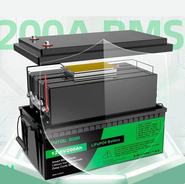 Літій-залізо-фосфатний акумулятор Datou Boss LiFePO4 12.8V 200Ah ИБП - изображение 2