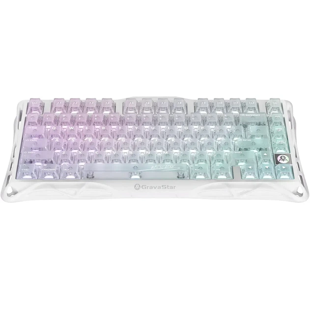 Ездротова механічна клавіатура GravaStar Mercury K1 Lite Crystal Aurora, розмір 75%, RGB підсвічування (2.4G/Bluetooth/USB) - Фото 3 Ездротова механічна клавіатура GravaStar Mercury K1 Lite Crystal Aurora, розмір 75%, RGB підсвічування (2.4G/Bluetooth/USB) - зображення 3