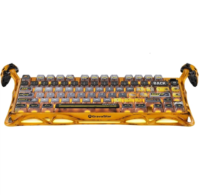 Бездротова механічна клавіатура GravaStar Mercury K1 Pro Special Edition Battle-Worn Yellow, з алюмінієвого корпусу, 75%, RGB - зображення 4