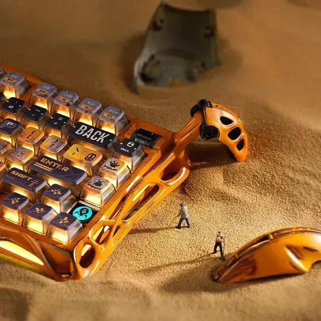 Бездротова механічна клавіатура GravaStar Mercury K1 Pro Special Edition Battle-Worn Yellow, з алюмінієвого корпусу, 75%, RGB - зображення 7