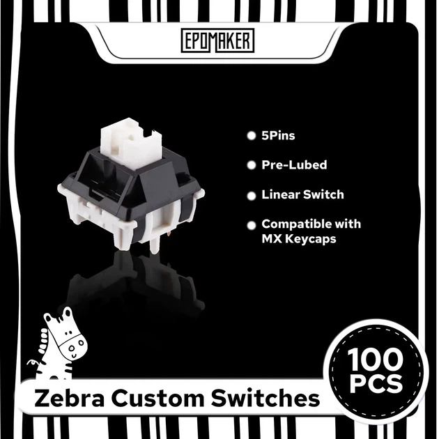 Набор механических переключателей Epomaker Zebra 100 шт. набор из 100 шт кроемовых линейных свечей для механических клавиатур - изображение 2