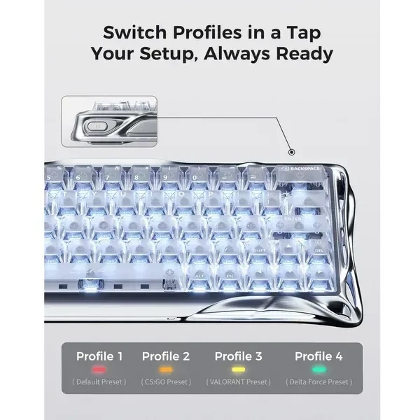 Магнитная клавиатура GravaStar Mercury V60 Pro Sliver Frost, алюминиевая, 65%, Hall Effect, Rapid Trigger, 8000 Гц опроса, RGB - изображение 3