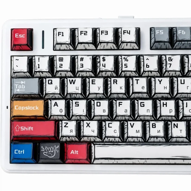 Бездротова механічна клавіатура AULA F75 Comics, LEOBOG Reaper Switch, 75%, RGB підсвічування, UKR/ENG (2.4G/Bluetooth/USB) - зображення 6