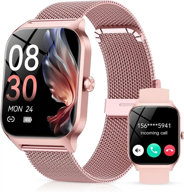 Смарт-годинник P125 Rose Gold 1.85" з Bluetooth-дзвінками, пульсометром, SpO2, IP68, для Android та iPhone - зображення 8
