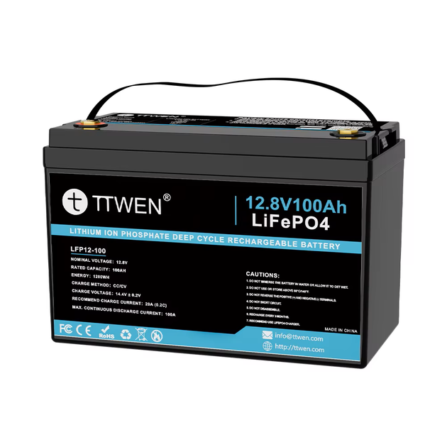 Аккумулятор LiFePO4 TTWEN 12.8V 100Ah 1280Wh LFP12-100, 5-летний срок службы с BMS и Bluetooth - изображение 2