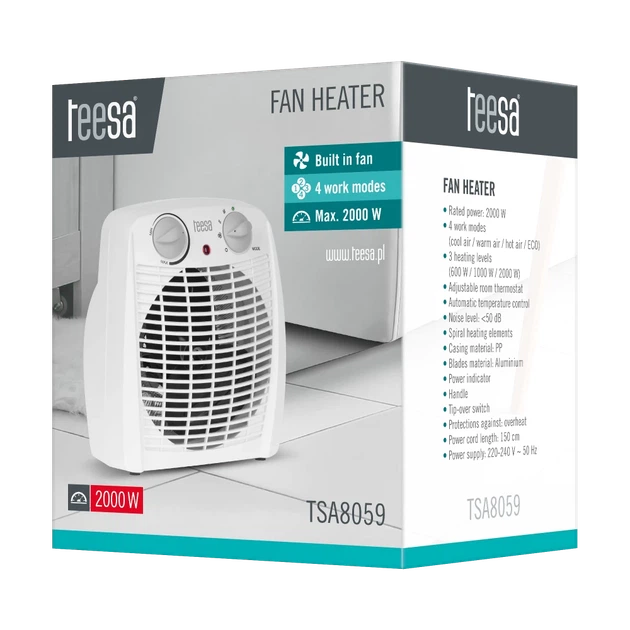 Тепловая пушка Teesa 1000 W / 2000 W (TSA8059) - Фото 5 Тепловая пушка Teesa 1000 W / 2000 W (TSA8059) - изображение 5