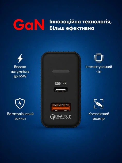 Сетевое зарядное устройство 65W LEXEGO UN-20 USB Type C GaN power быстрая зарядка для айфон iPhone iPad Samsung Huawei Xiaomi Блок питания для телефона айфона самсунга планшета легкий Адаптер зарядки для путешествий PD QC 3.0 Travel Adapter Black UN-20B - изображение 6