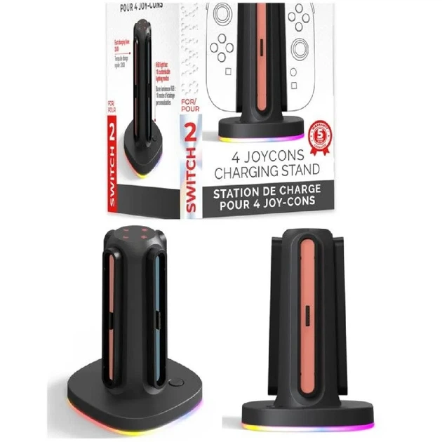 Зарядная станция MARSDOCK 4 в 1 для Nintendo Switch 2 и Joy-Con 2, магнитная быстрая зарядка, RGB-подсветка - изображение 4