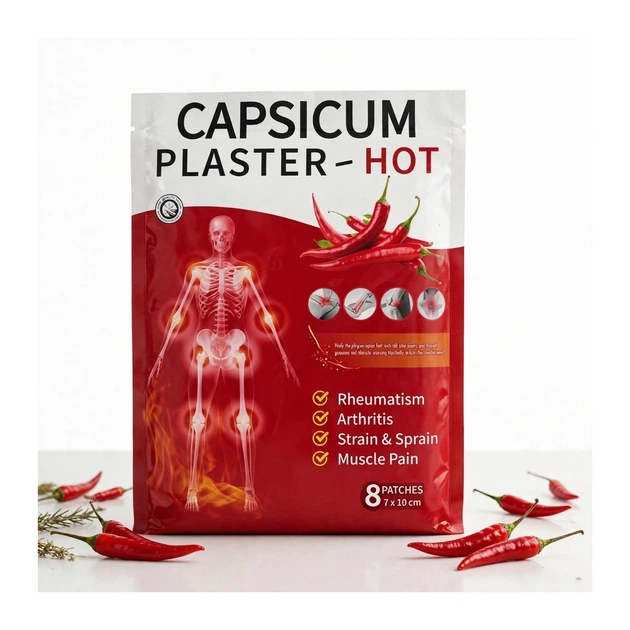 Пластр зігрівальний для болю в м'язах і суглобах Capsicum Plaster 8 шт. у комплекті (52632-33811_32) - изображение 3
