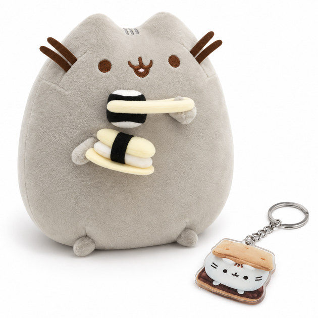 Мягкая игрушка 2Life Pusheen Cat Пушин Кэт Кот 12х15 см с Суши Серый и Брелок Пушин Сэндвич v-13550 - Фото 1 Мягкая игрушка 2Life Pusheen Cat Пушин Кэт Кот 12х15 см с Суши Серый и Брелок Пушин Сэндвич v-13550 - изображение 1