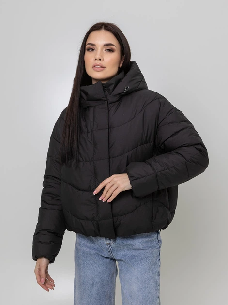 Жіноча коротка зимова куртка MARKUSH 44 чорна (М223) - Фото 1 Жіноча коротка зимова куртка MARKUSH 44 чорна (М223) - зображення 1