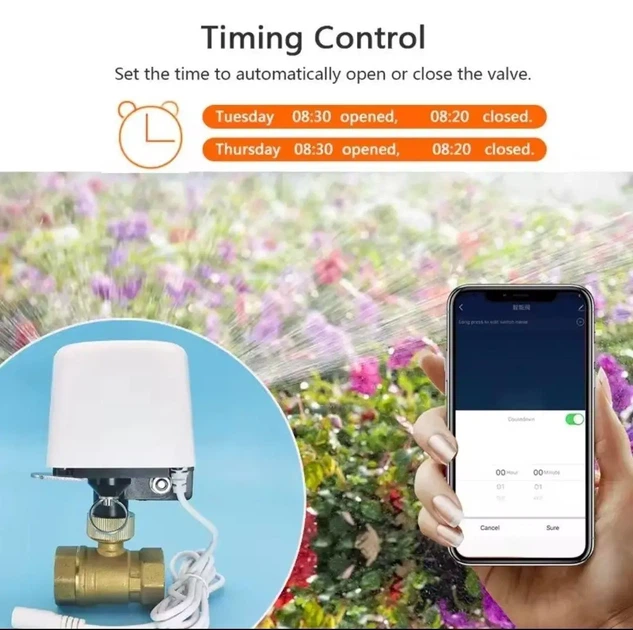 Умный Zigbee кран для воды 3/4″ DN20 с электроприводом, управление Tuya Smart / Smart Life, Белый - изображение 3