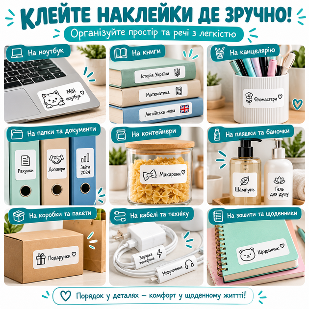 Бездротовий термопринтер для наклейок та етикеток з Bluetooth, білий - Фото 2 Бездротовий термопринтер для наклейок та етикеток з Bluetooth, білий - зображення 2