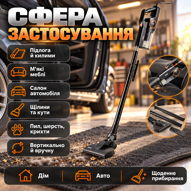 Вертикальный пылесос для сухой уборки и мебели без мешка RAF 400 Вт мощный с контейнером - Фото 6 Вертикальный пылесос для сухой уборки и мебели без мешка RAF 400 Вт мощный с контейнером - изображение 6