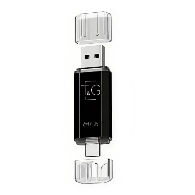 2in1 USB Flash Drive T&G 64GB USB / Type-C 009 Черный - Фото 1 2in1 USB Flash Drive T&G 64GB USB / Type-C 009 Черный - изображение 1
