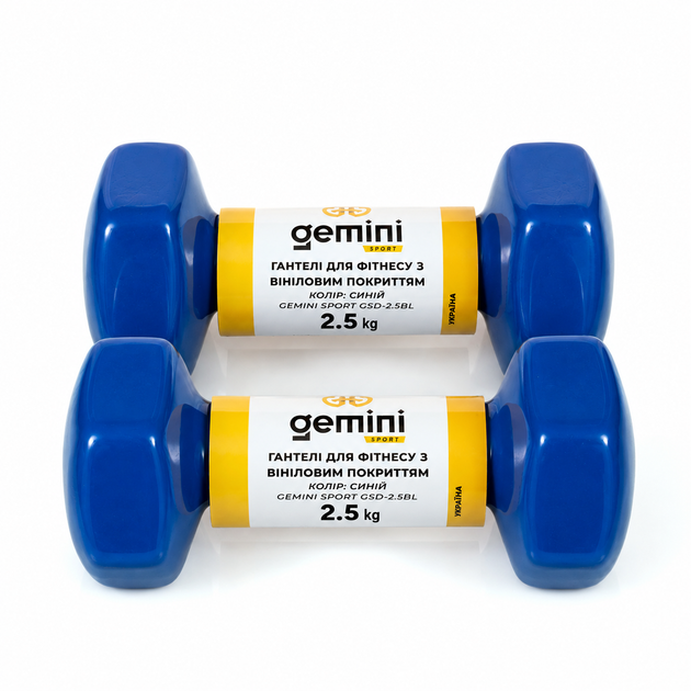 Гантели Gemini Sport для фитнеса с виниловым покрытием 2шт по 2.5кг GSD-2.5BL - Фото 3 Гантели Gemini Sport для фитнеса с виниловым покрытием 2шт по 2.5кг GSD-2.5BL - изображение 3